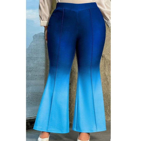 SHEIN Pants - NWOT SHEIN Blue Ombre Stretch High Waist Flare Leg Pants Plus Size: 3XL (18)